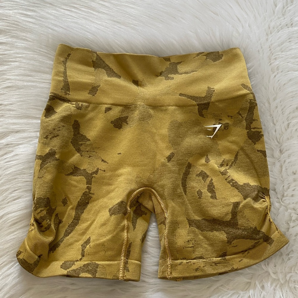 Gymshark Mustard Yellow Camo Shorts